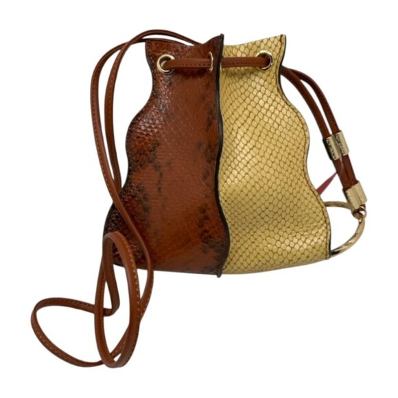 NWT Ulla Johnson Adria Pleated Wave Snake-Embossed Leather Pochette Handbag - Picture 8 of 11